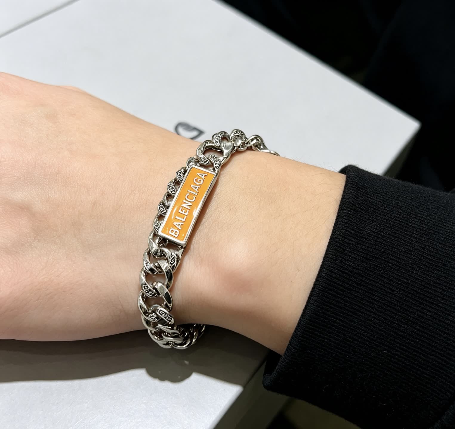 Balenciaga Silver Bracelet with Logo
