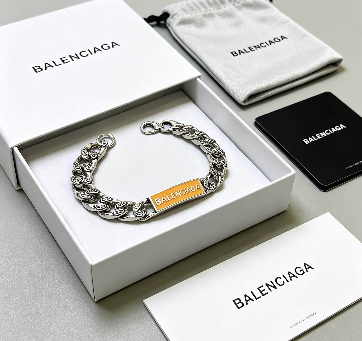 Balenciaga Silver Bracelet with Logo