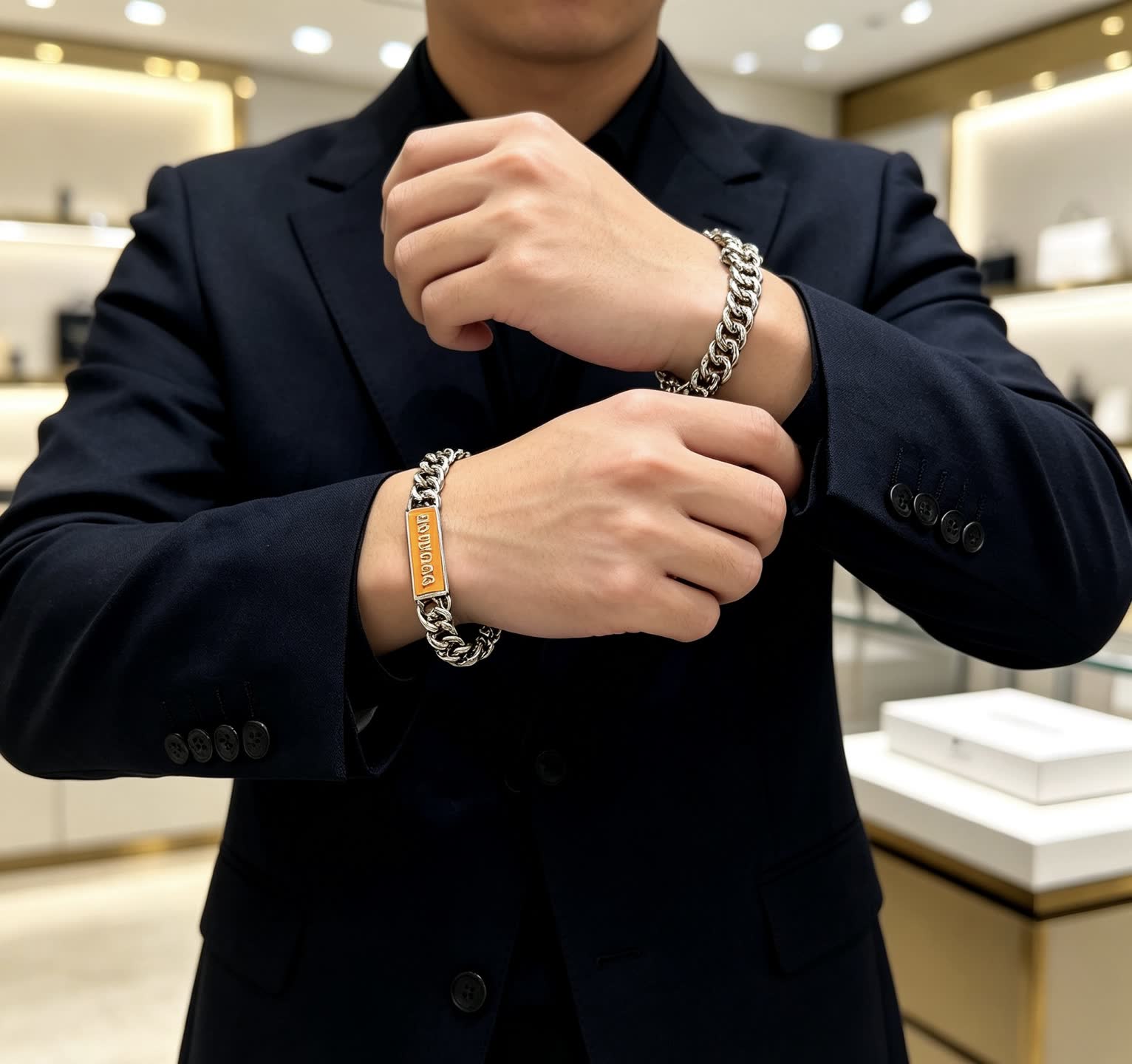 Balenciaga Silver Bracelet with Logo