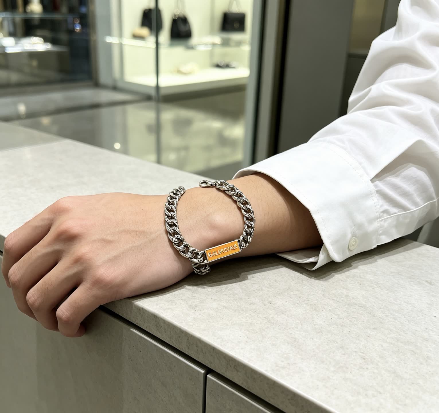 Balenciaga Silver Bracelet with Logo