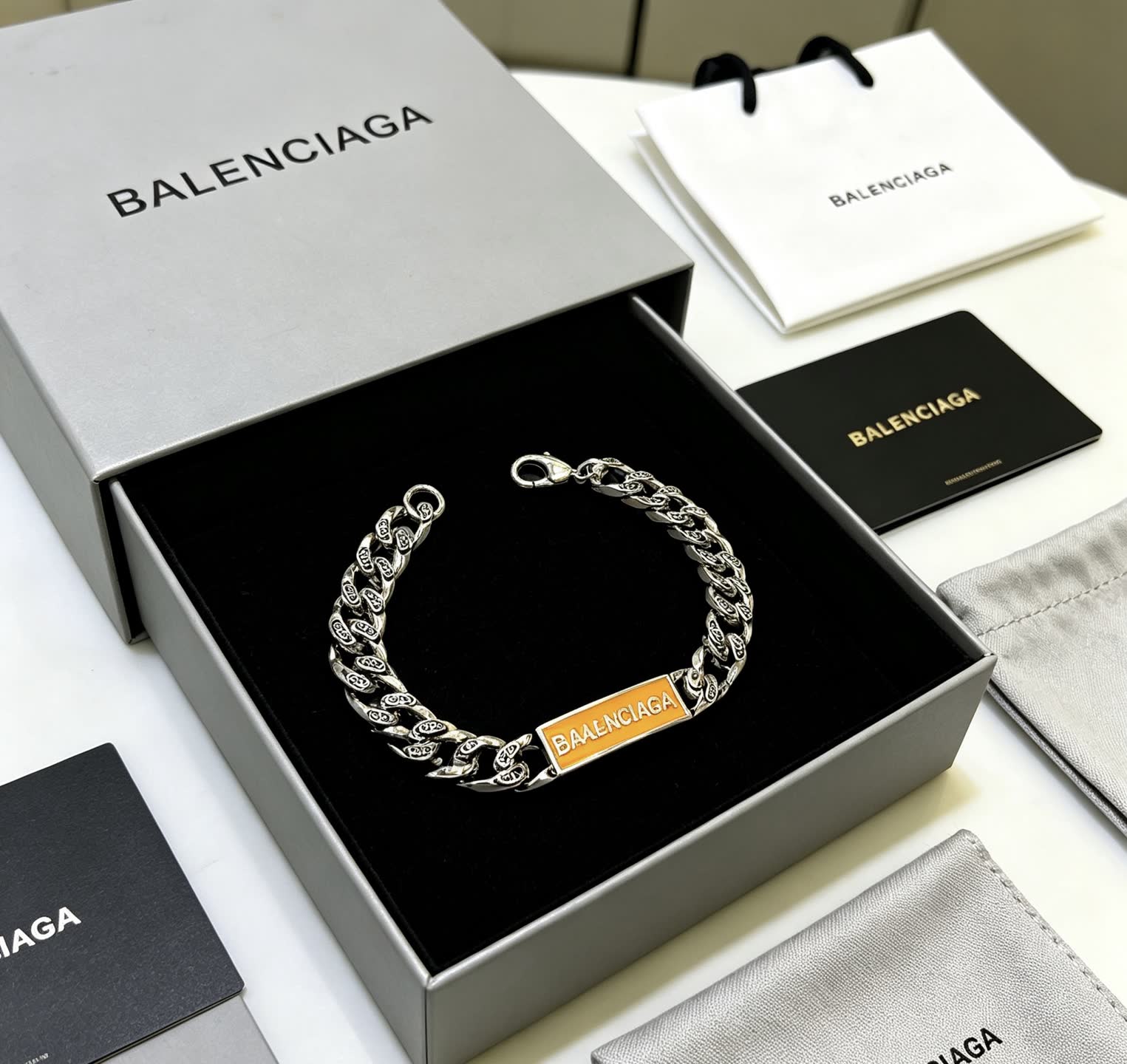 Balenciaga Silver Bracelet with Logo