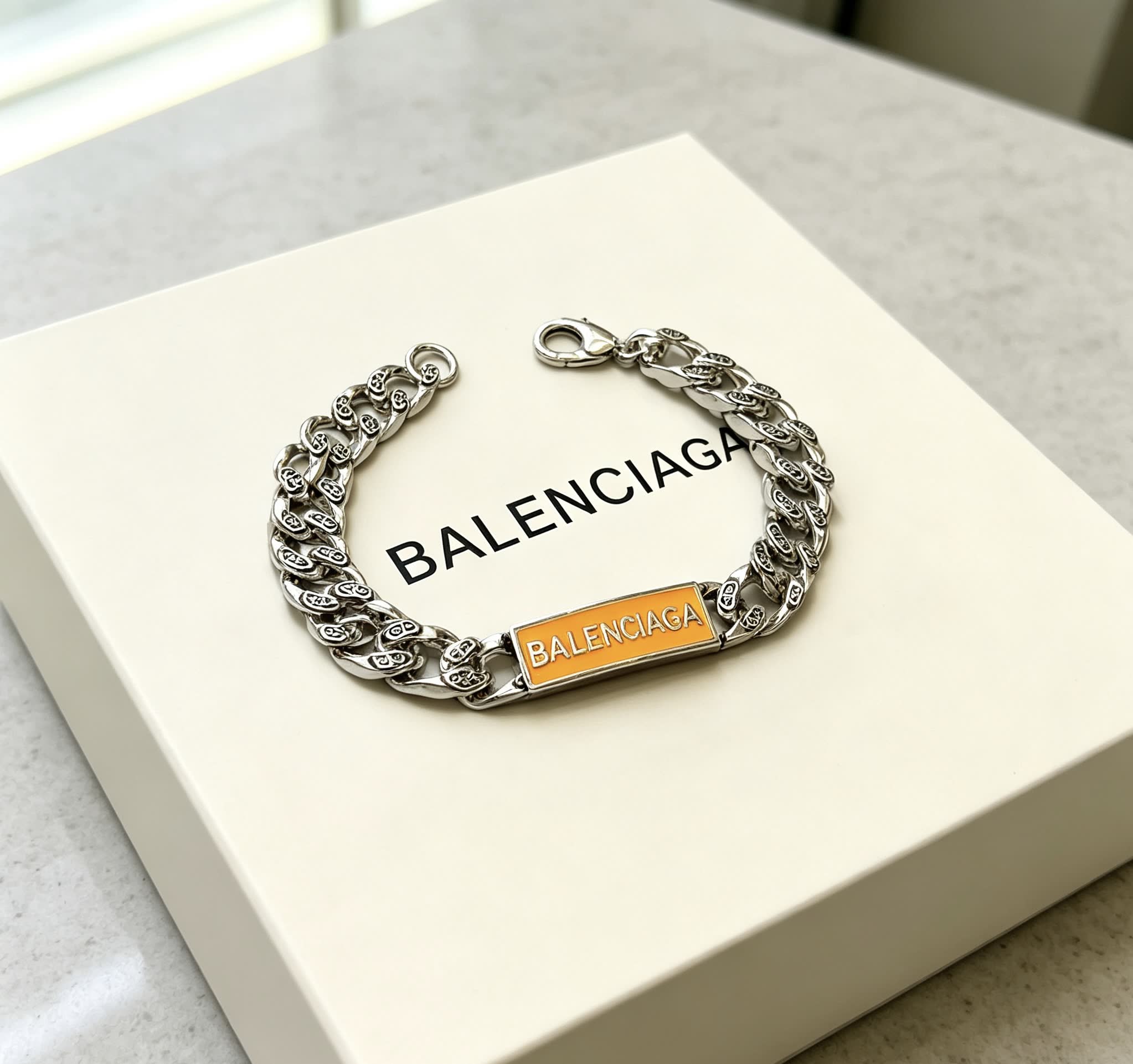 Balenciaga Silver Bracelet with Logo