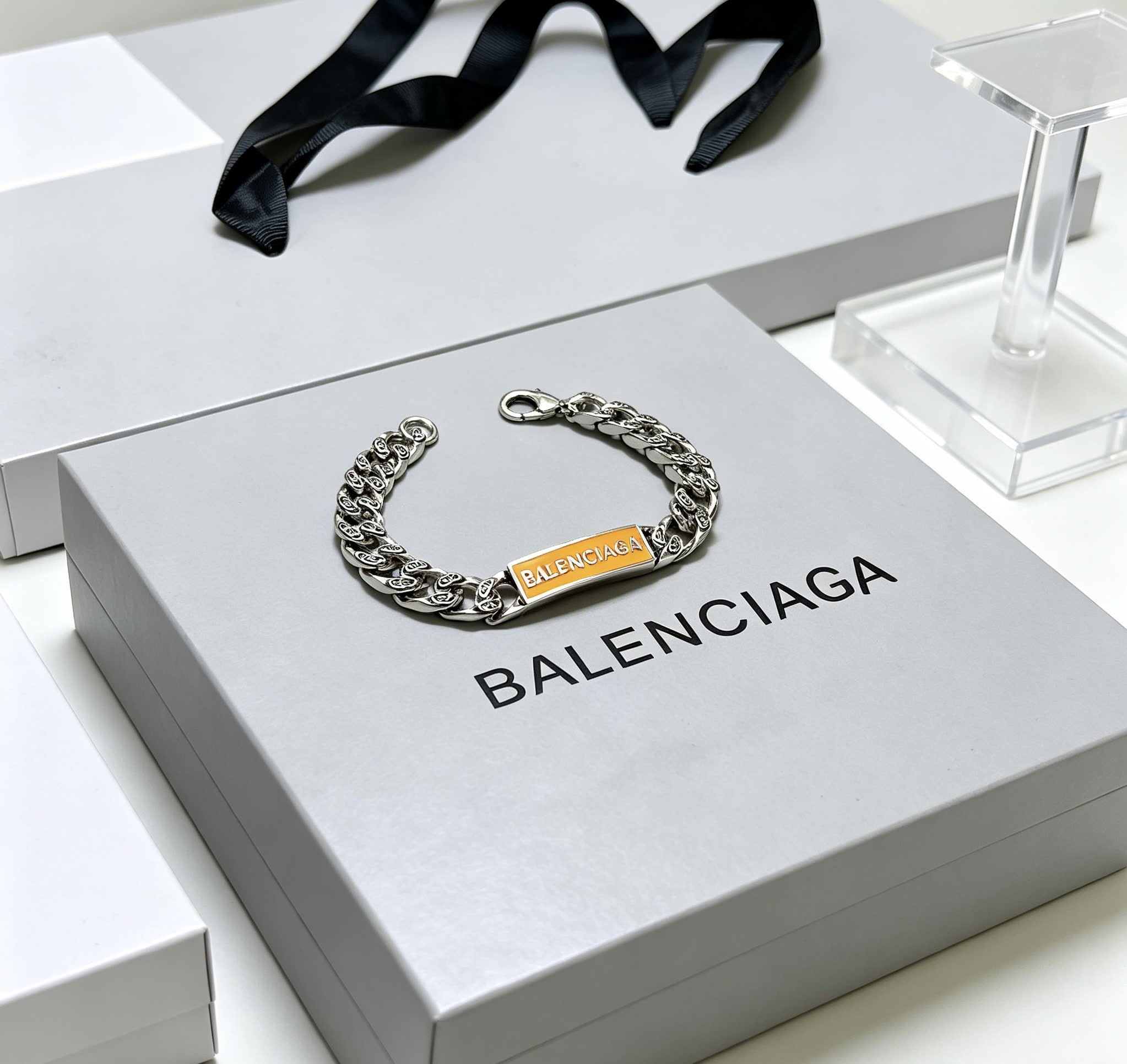 Balenciaga Silver Bracelet with Logo