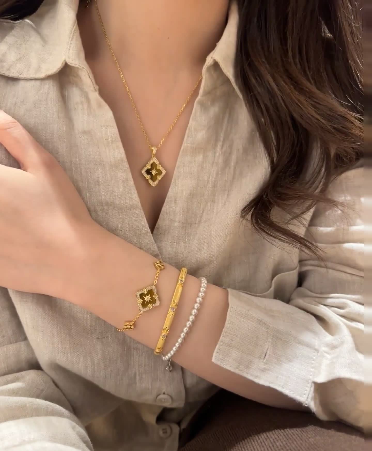 Buccellati Gold Bracelet with Enamel and Diamond Accents