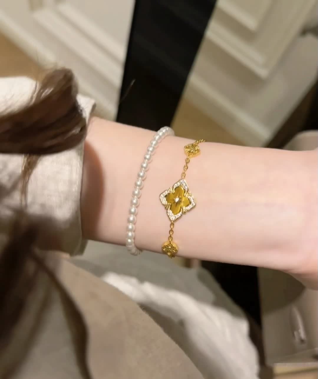 Buccellati Gold Bracelet with Enamel and Diamond Accents