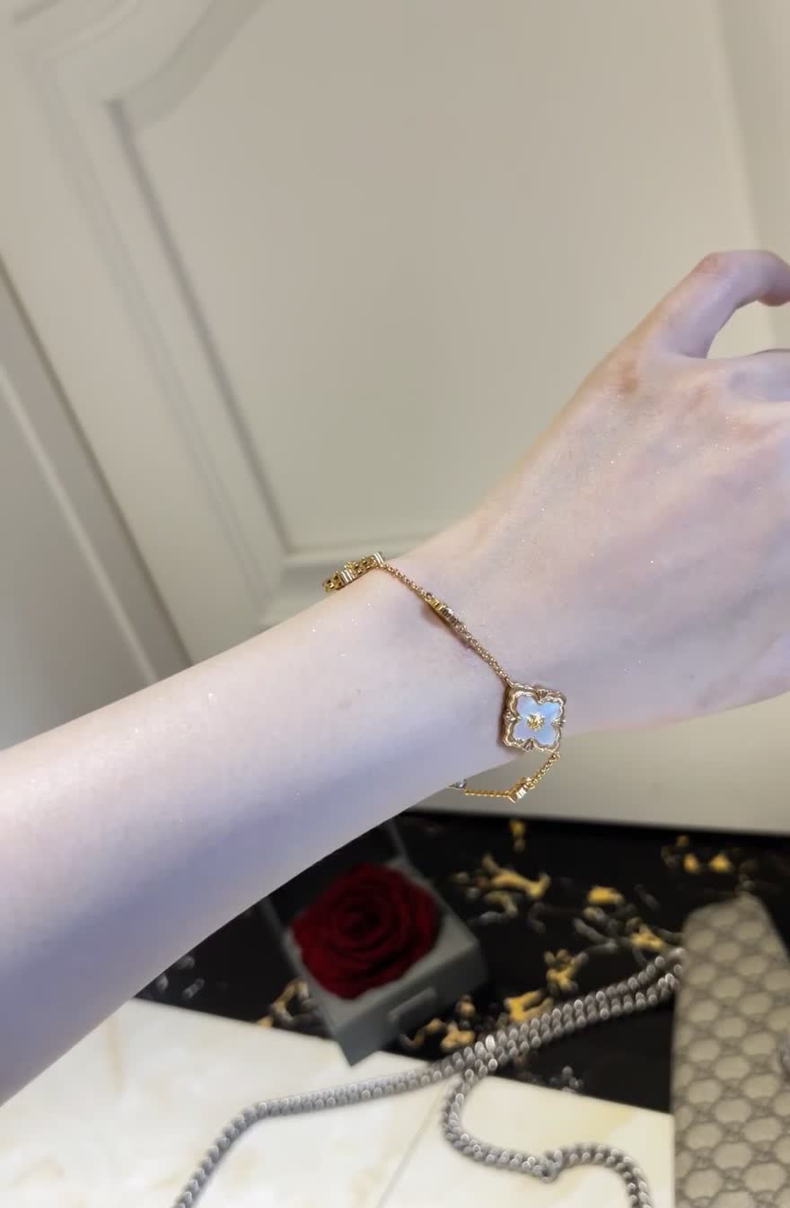 Buccellati Gold Bracelet with Floral and Diamond Accents