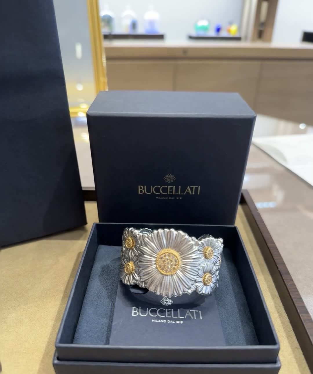 Buccellati Silver and Gold Flower Bracelet