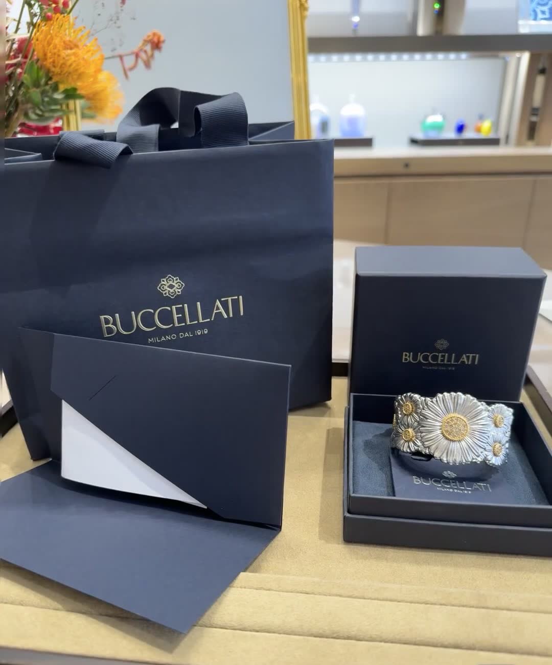 Buccellati Silver and Gold Flower Bracelet