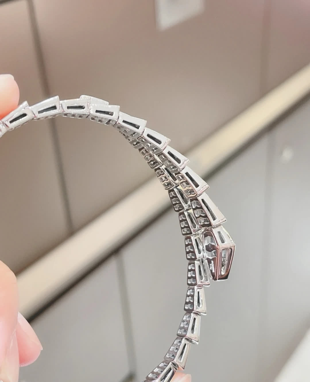 Bvlgari Silver Snake Bracelet with Blue Stones