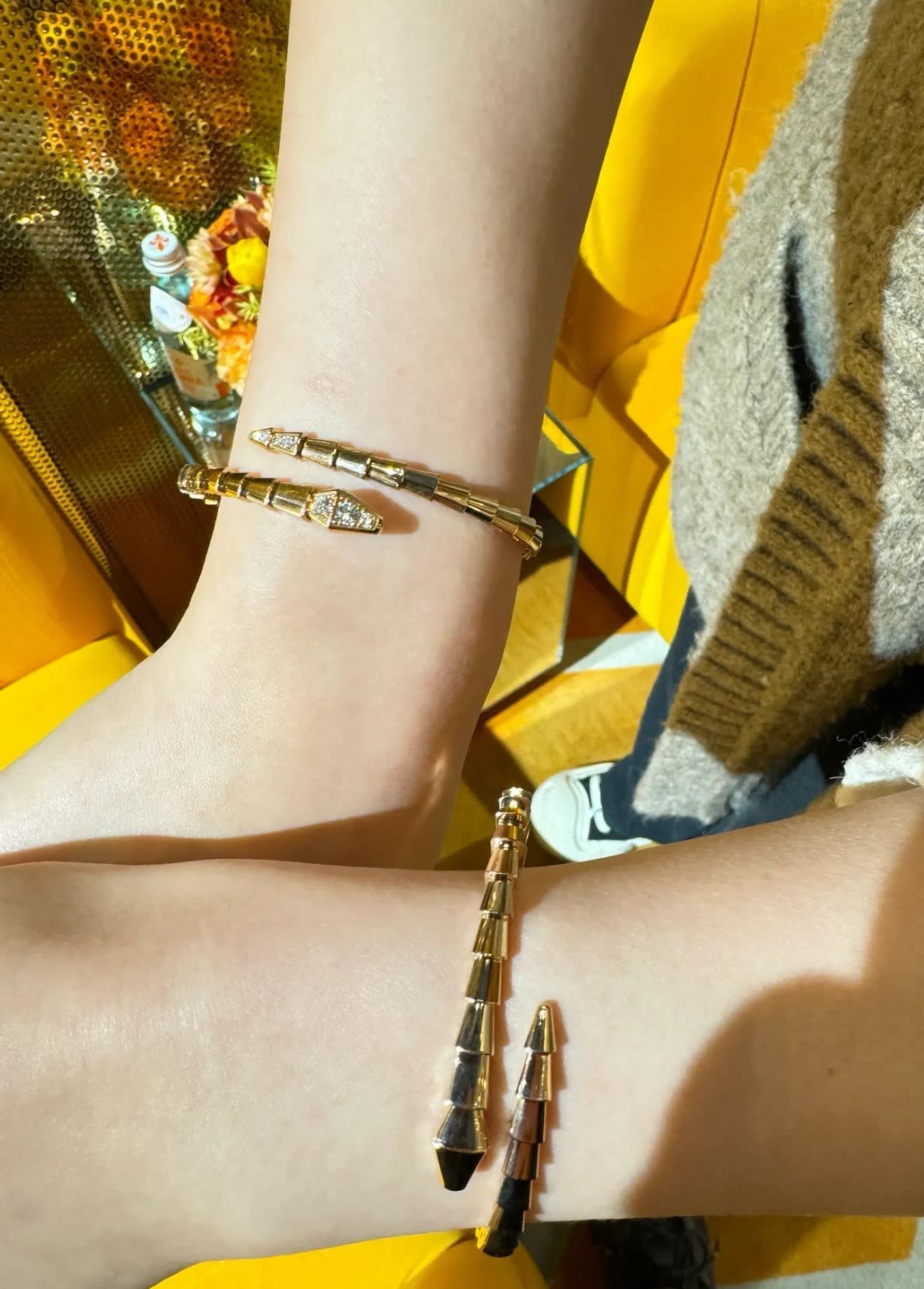 Bvlgari Gold Tone Crystal Bracelet