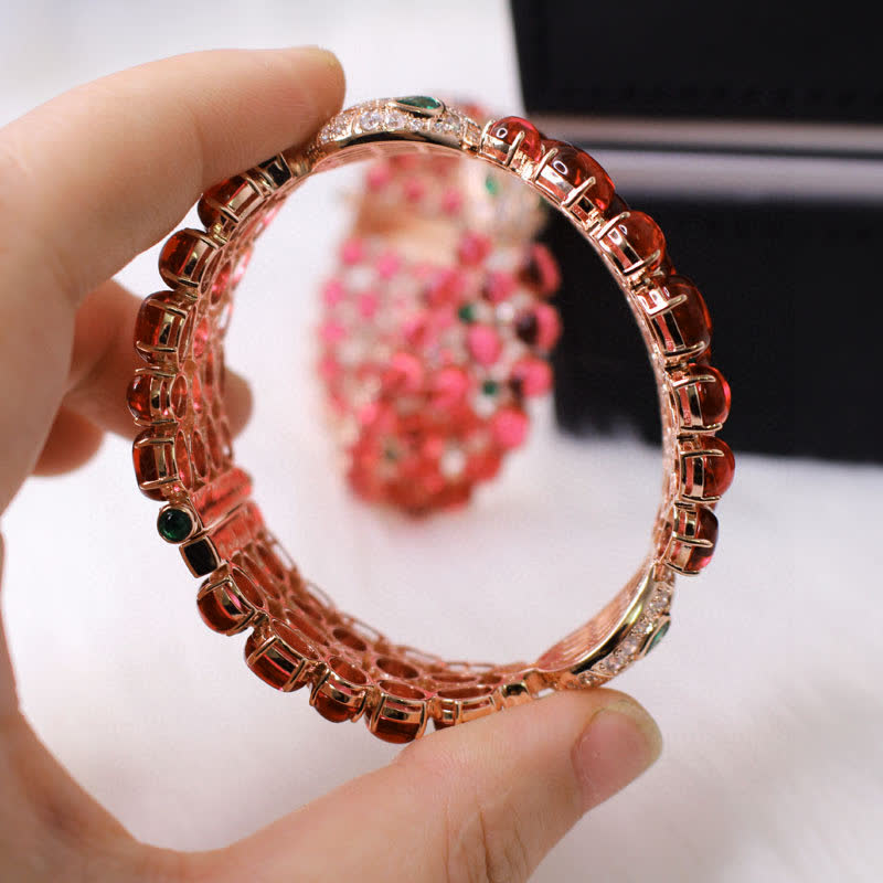 Bvlgari Luxury Red Gemstone Snake Bracelet