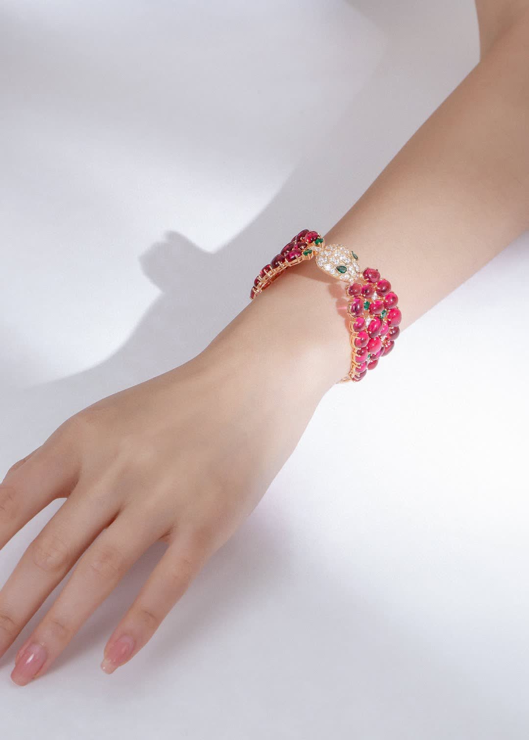 Bvlgari Luxury Red Gemstone Snake Bracelet