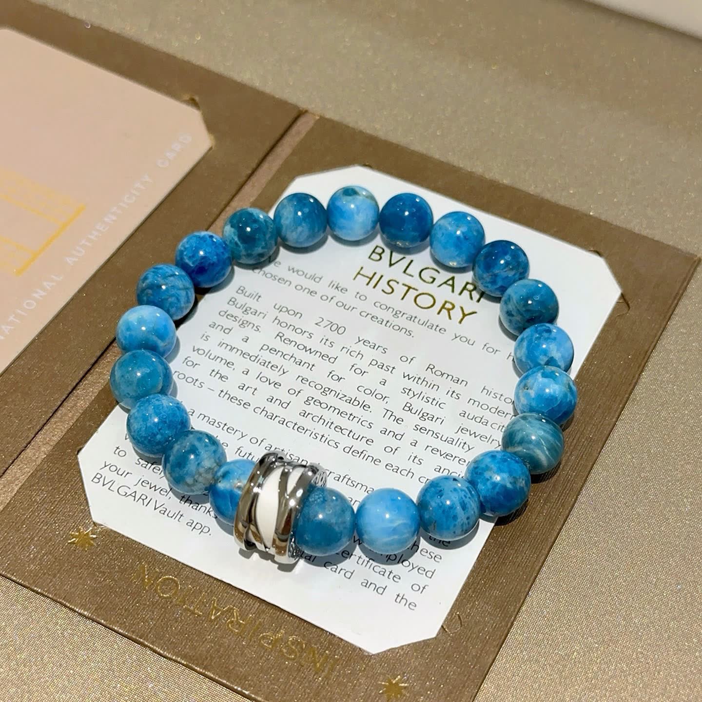 Bvlgari Blue Agate Beaded Bracelet