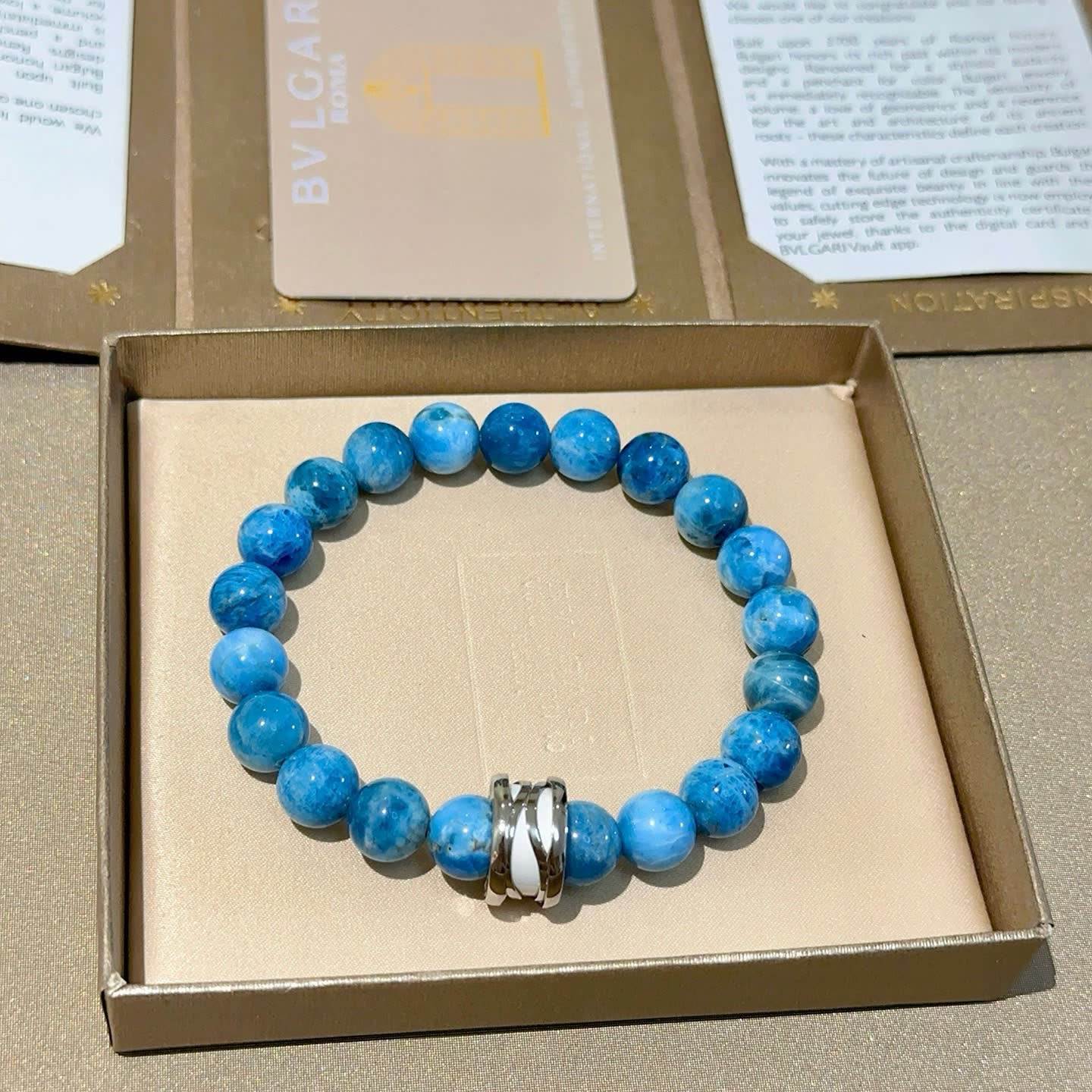 Bvlgari Blue Agate Beaded Bracelet