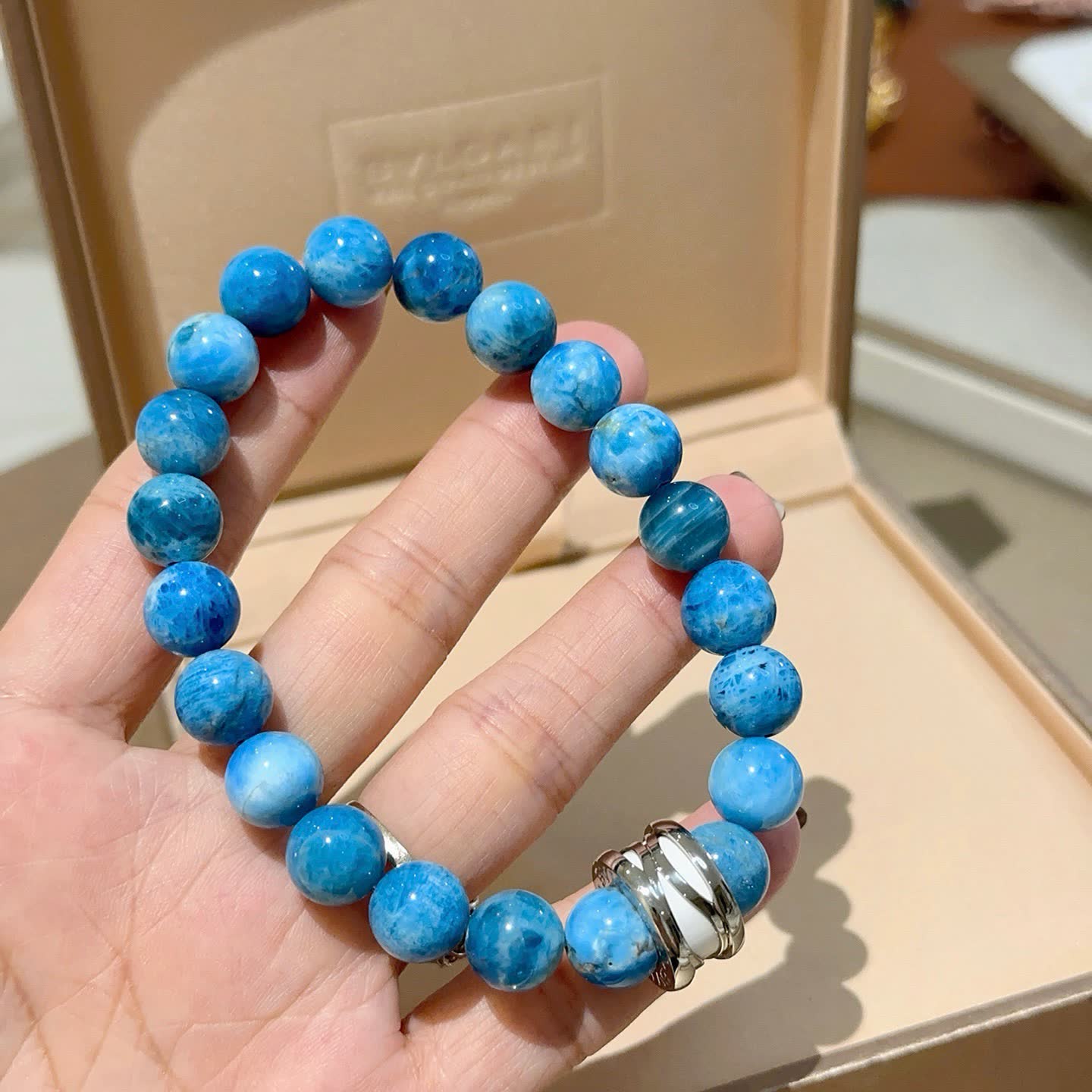 Bvlgari Blue Agate Beaded Bracelet