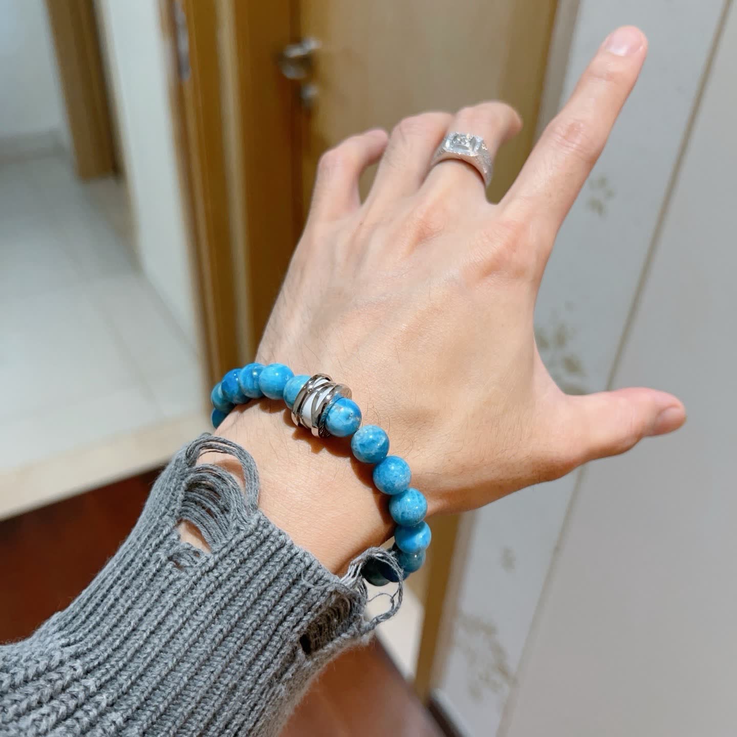 Bvlgari Blue Agate Beaded Bracelet