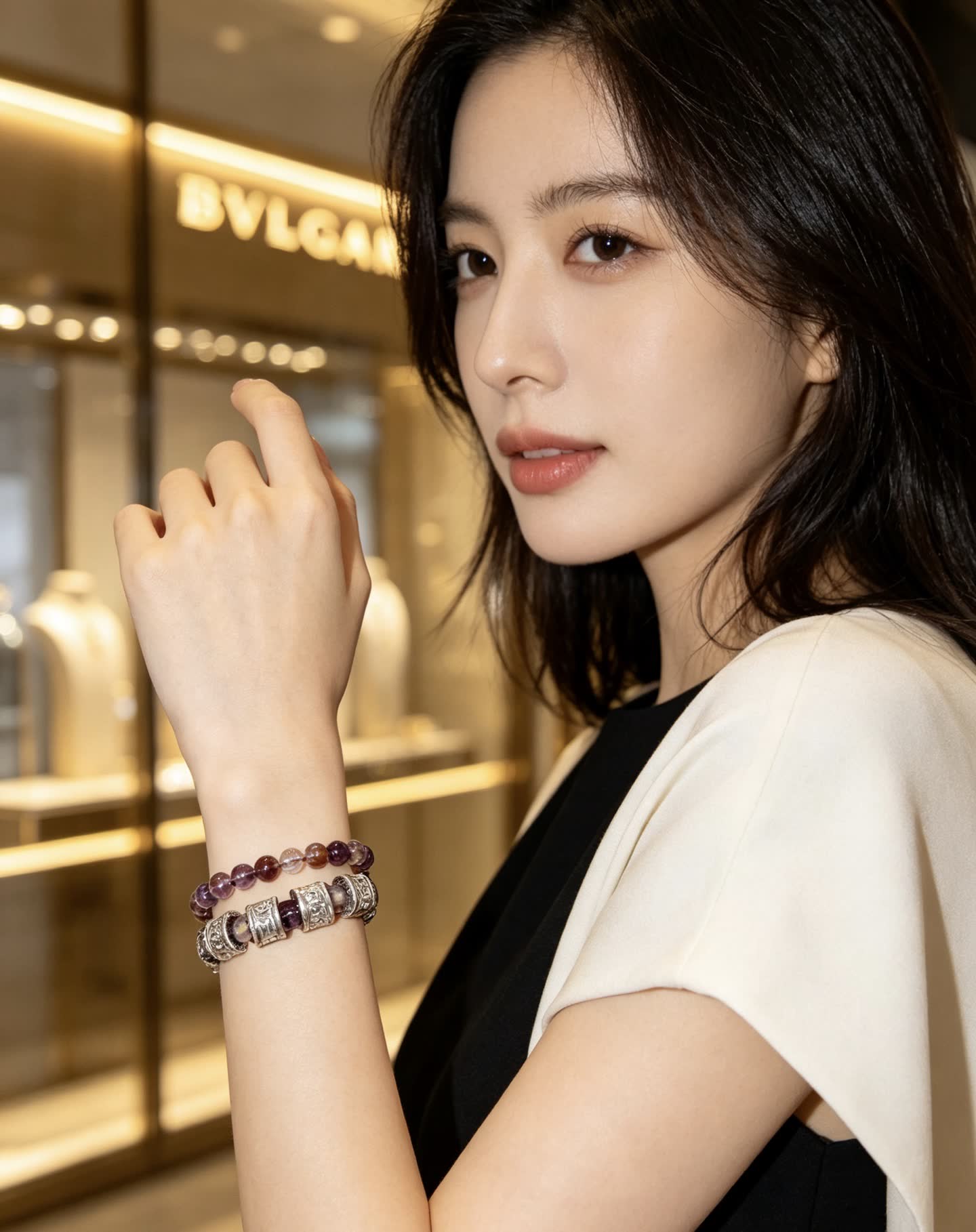 Bvlgari Amethyst Beaded Bracelet