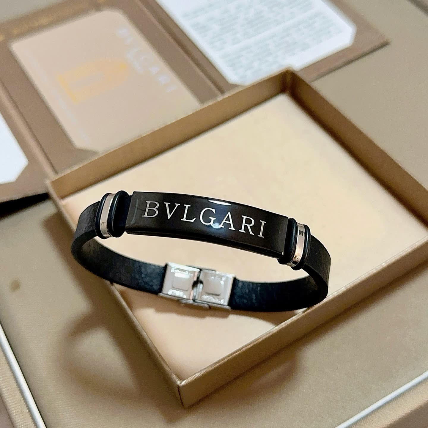 Bvlgari Black Leather Bracelet Bvlgari Black Leather Bracelet