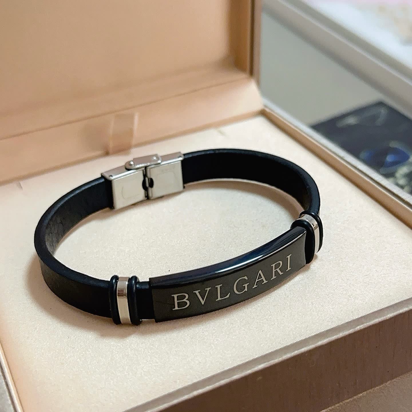 Bvlgari Black Leather Bracelet
