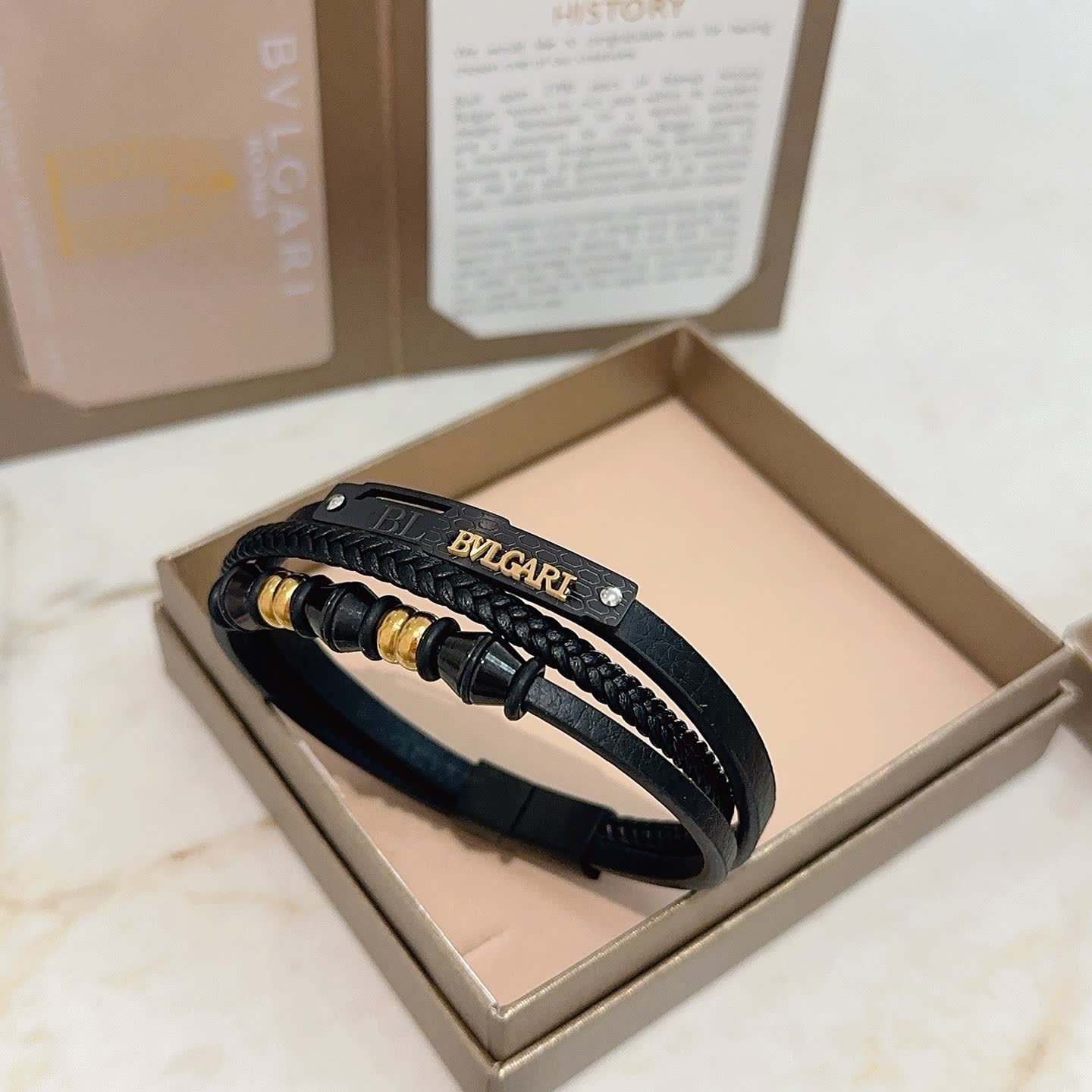 Bvlgari Black Leather Bracelet Bvlgari Black Leather Bracelet