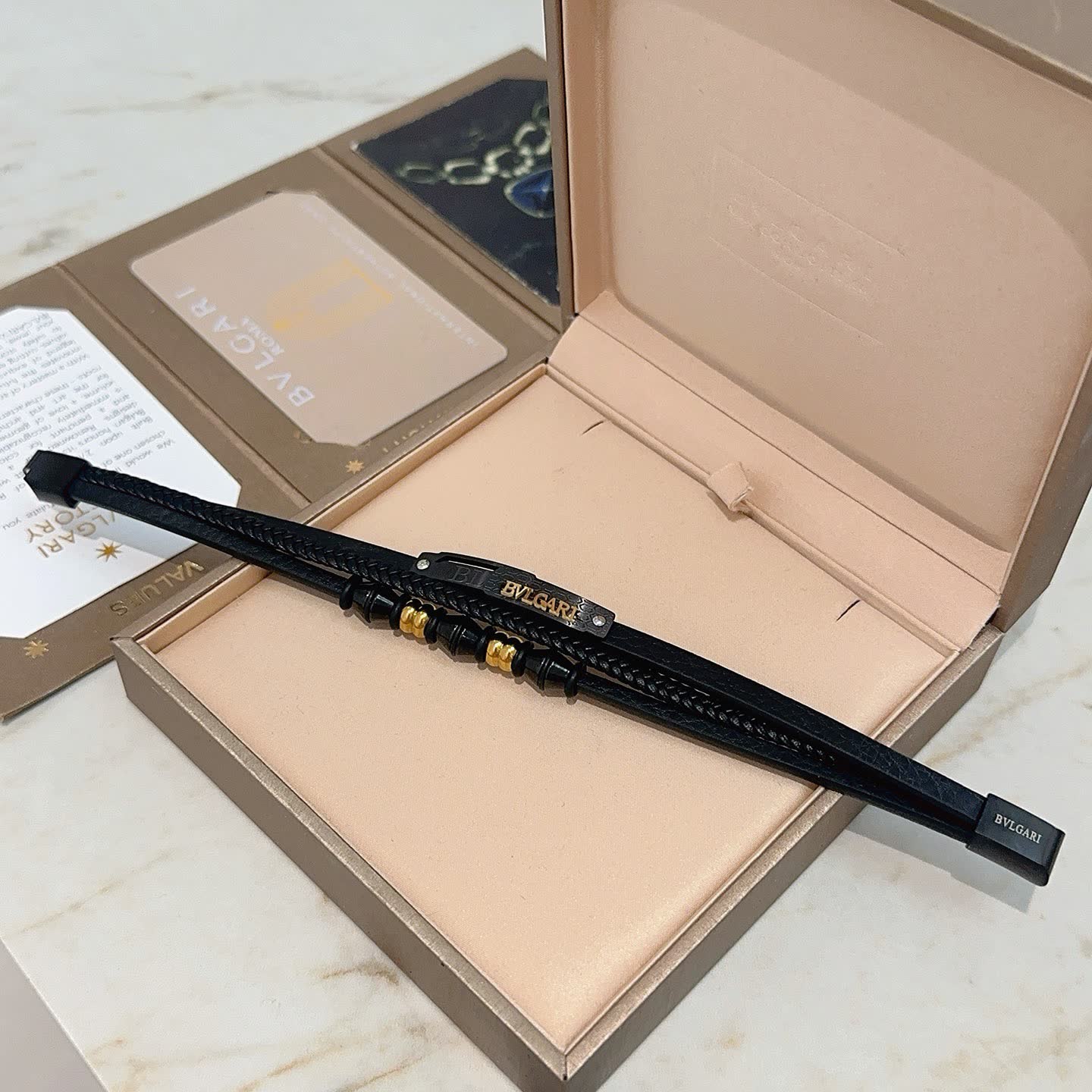 Bvlgari Black Leather Bracelet