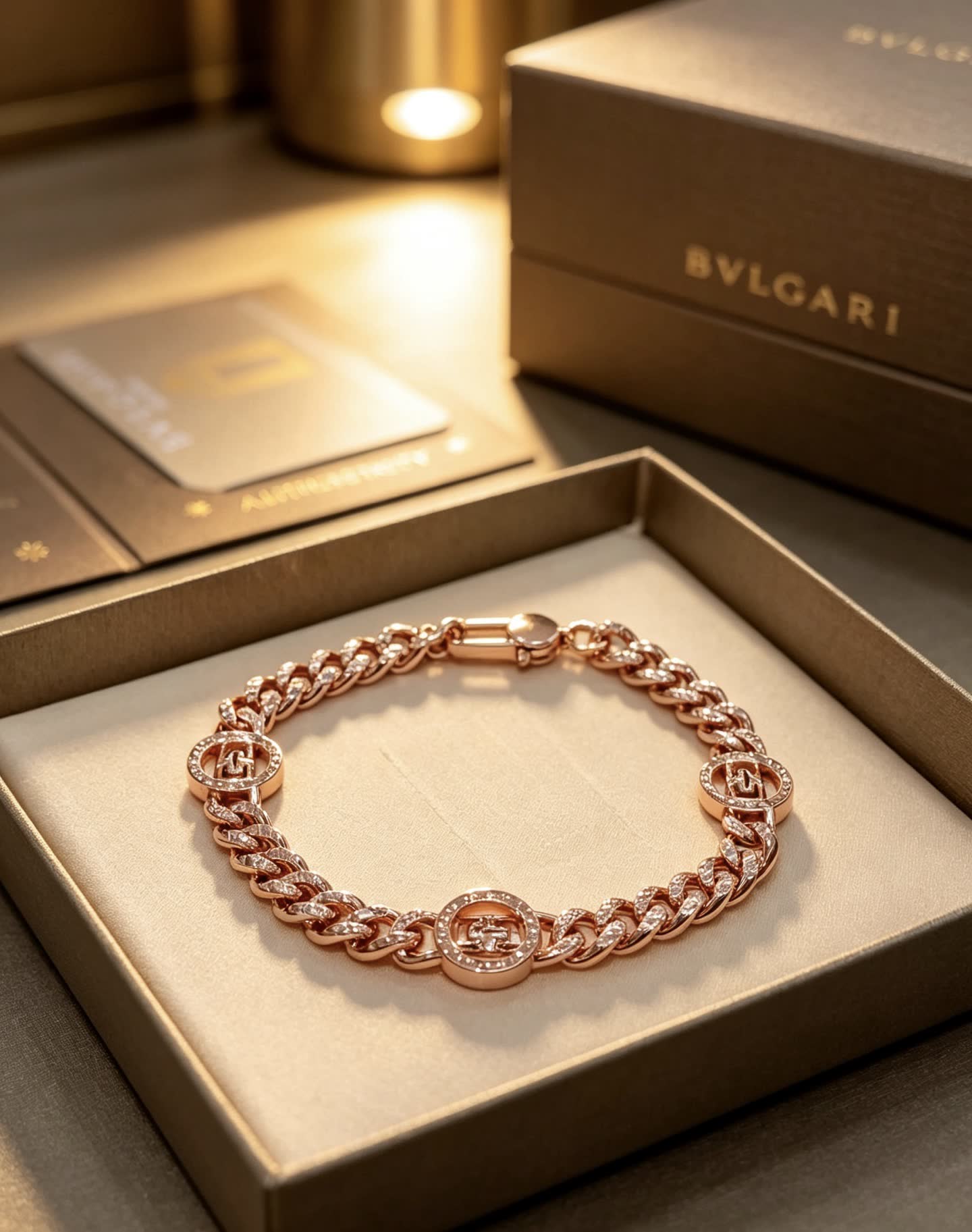 Bvlgari Rose Gold Bracelet with Diamonds Bvlgari Rose Gold Bracelet with Diamonds