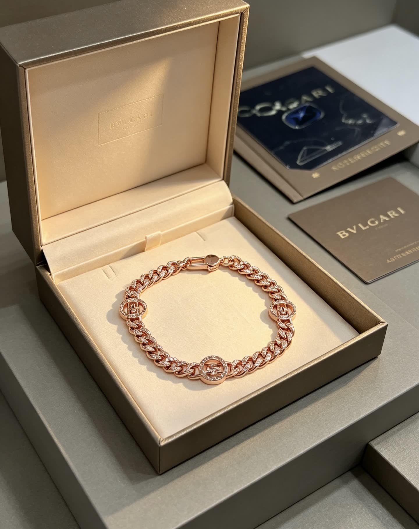 Bvlgari Rose Gold Bracelet with Diamonds