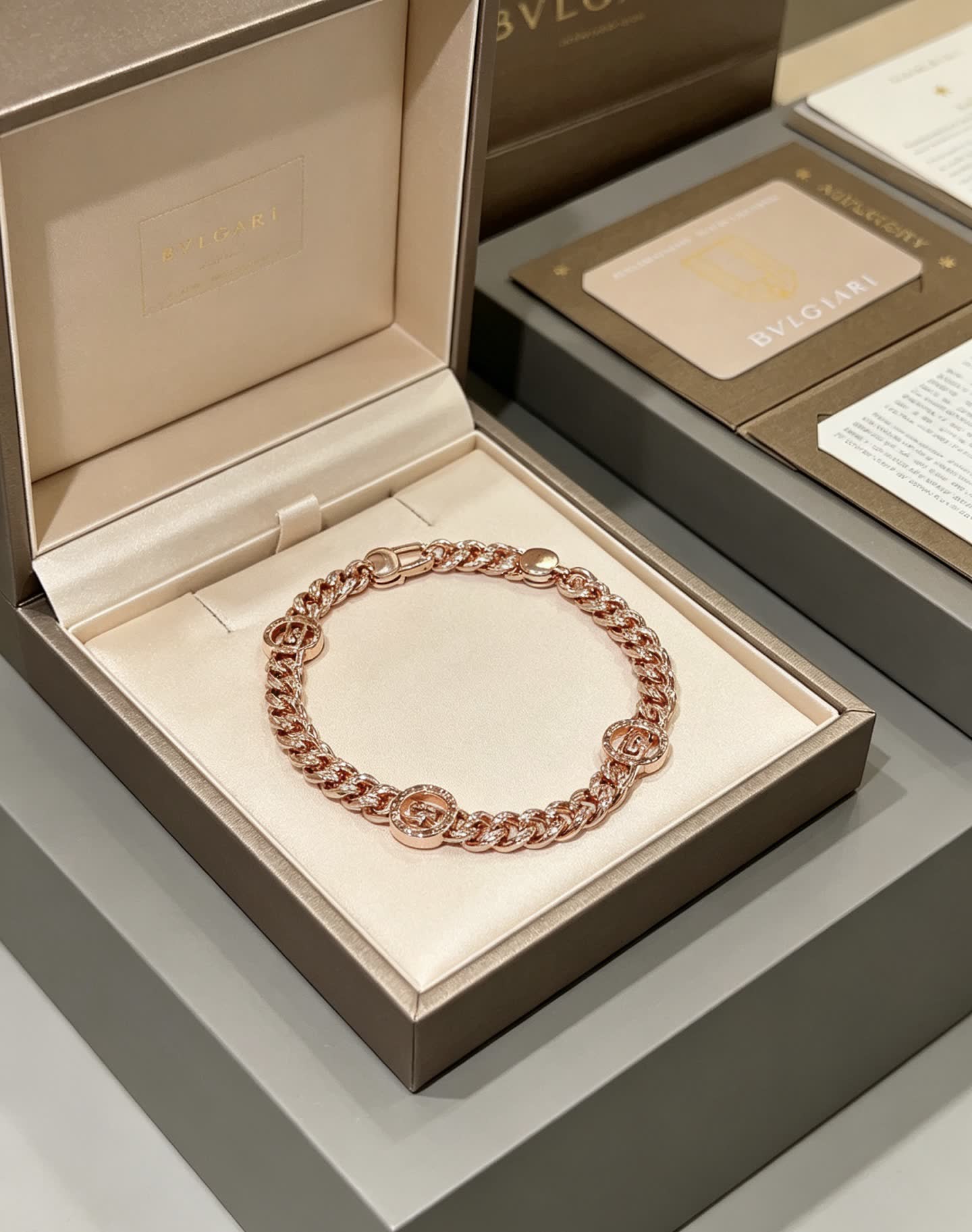 Bvlgari Rose Gold Bracelet with Diamonds