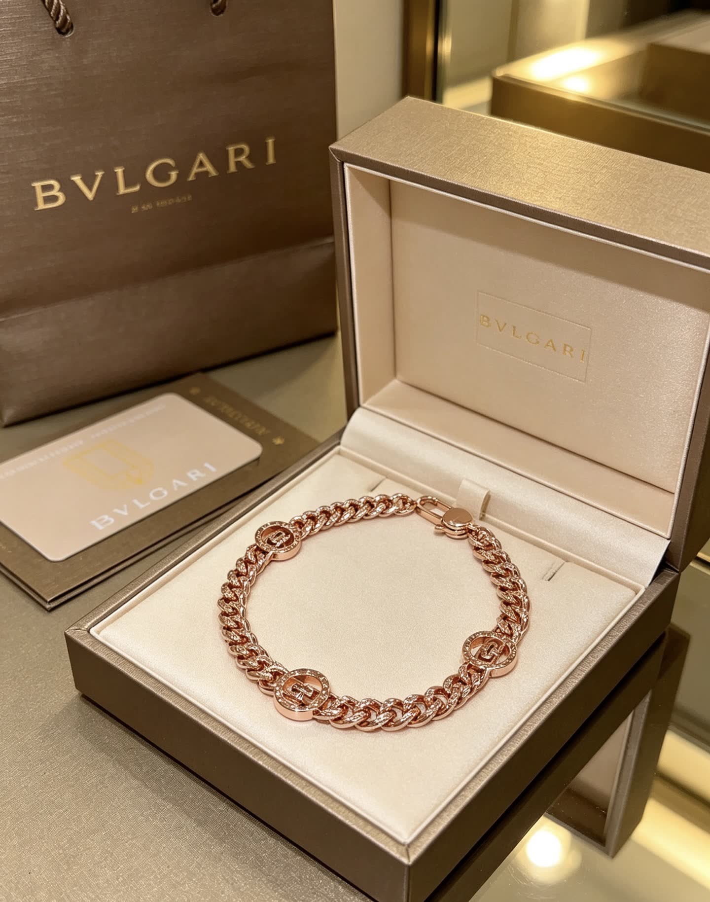 Bvlgari Rose Gold Bracelet with Diamonds