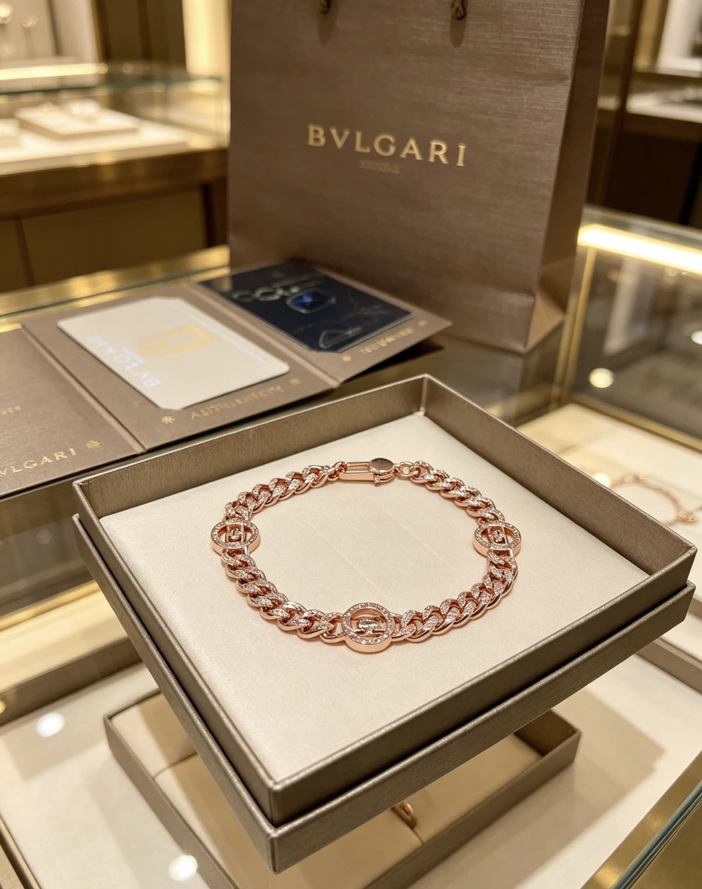 Bvlgari Rose Gold Bracelet with Diamonds