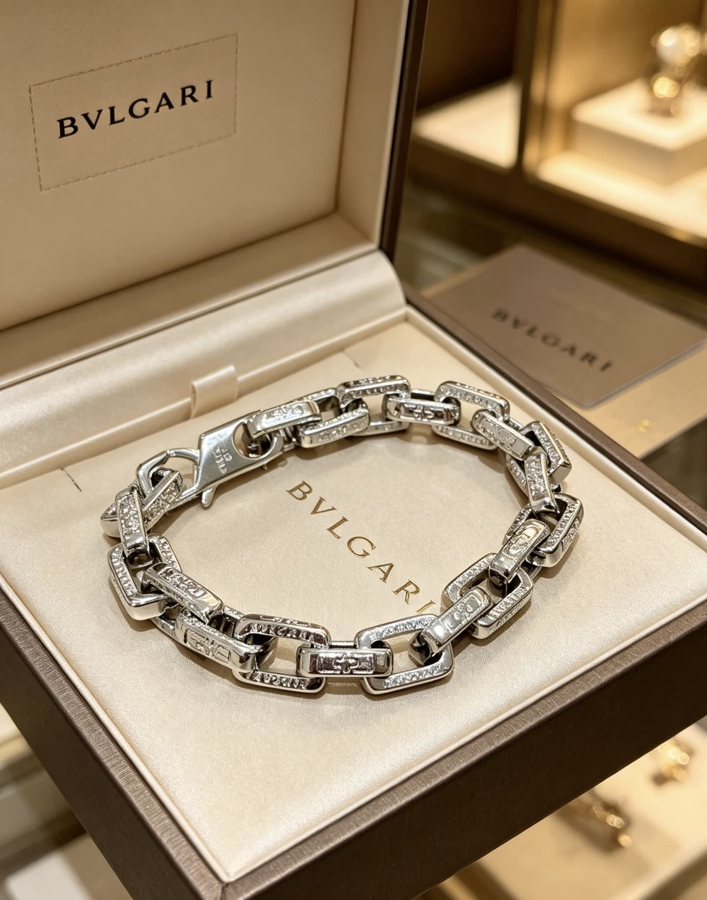 Bvlgari Silver Bracelet with Diamonds Bvlgari Silver Bracelet with Diamonds