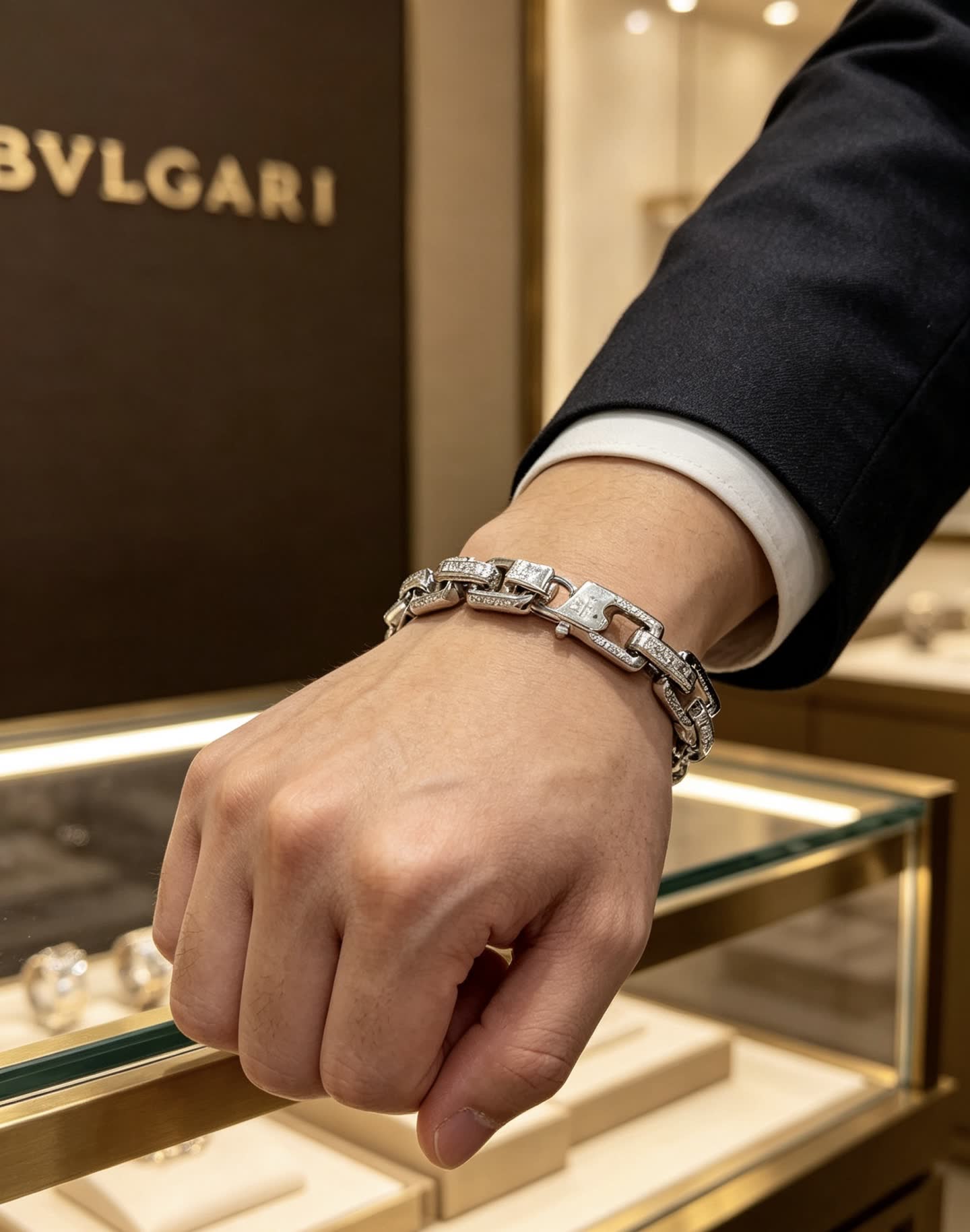 Bvlgari Silver Bracelet with Diamonds