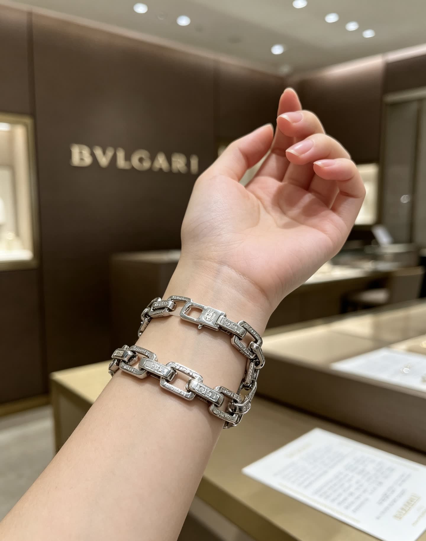 Bvlgari Silver Bracelet with Diamonds