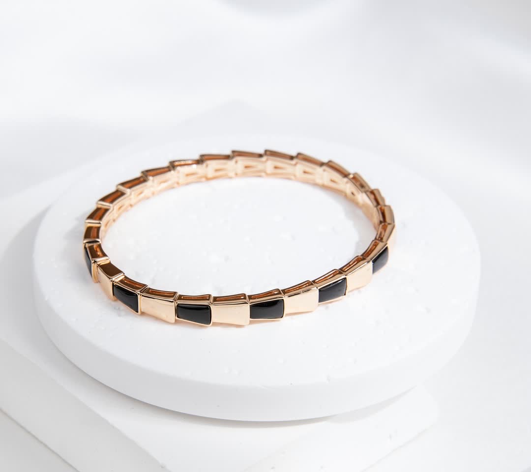 Elegant Gold-Plated Enamel Bracelet