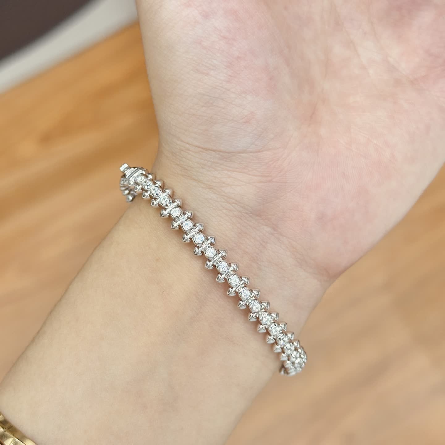 Cartier Elegant Silver Bracelet with Cubic Zirconia Stones