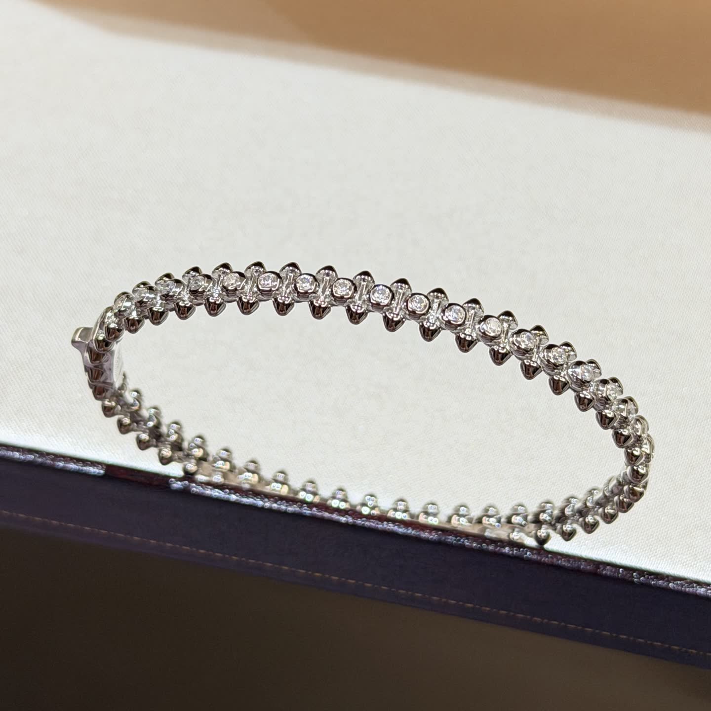 Cartier Elegant Silver Bracelet with Cubic Zirconia Stones