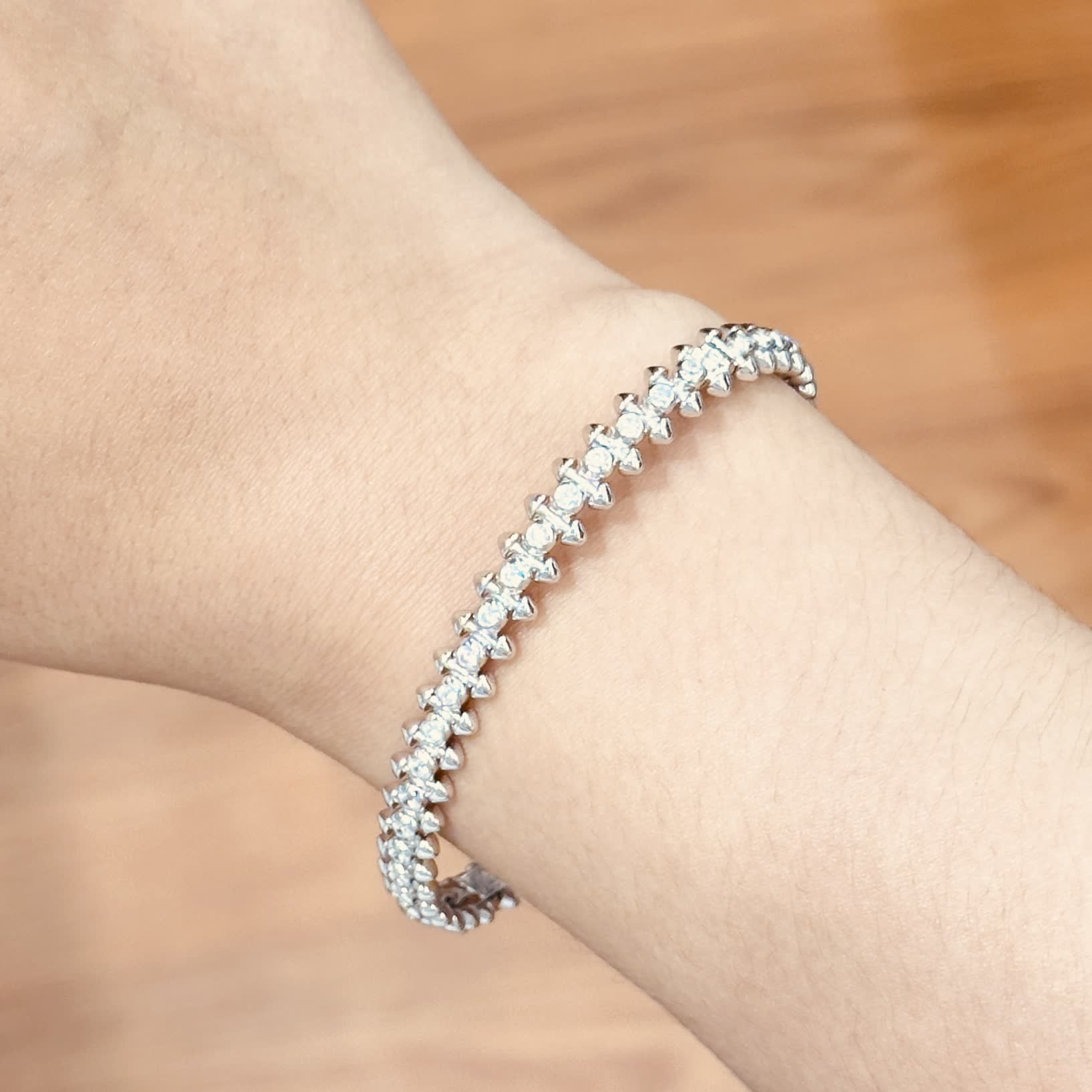 Cartier Elegant Silver Bracelet with Cubic Zirconia Stones