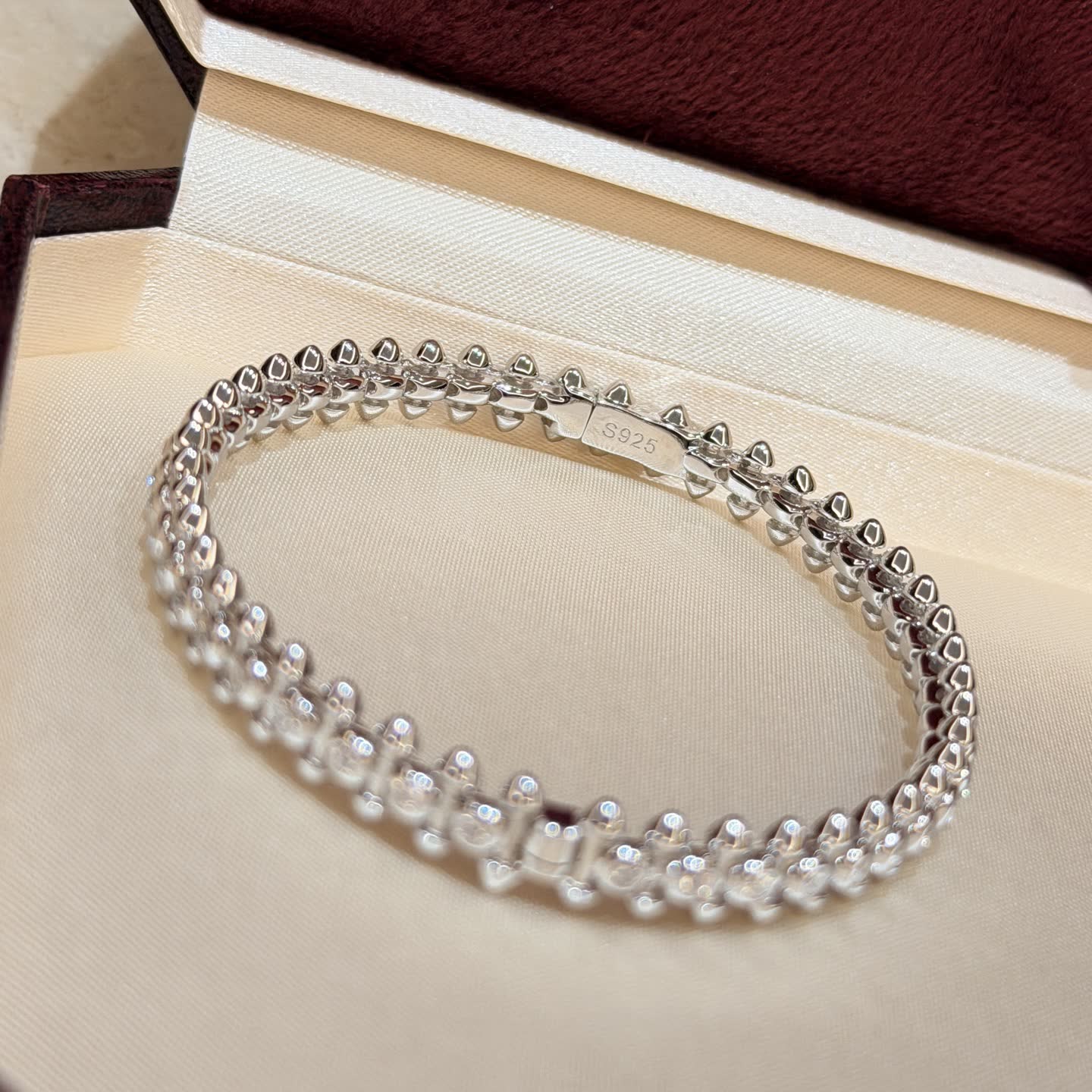 Cartier Elegant Silver Bracelet with Cubic Zirconia Stones