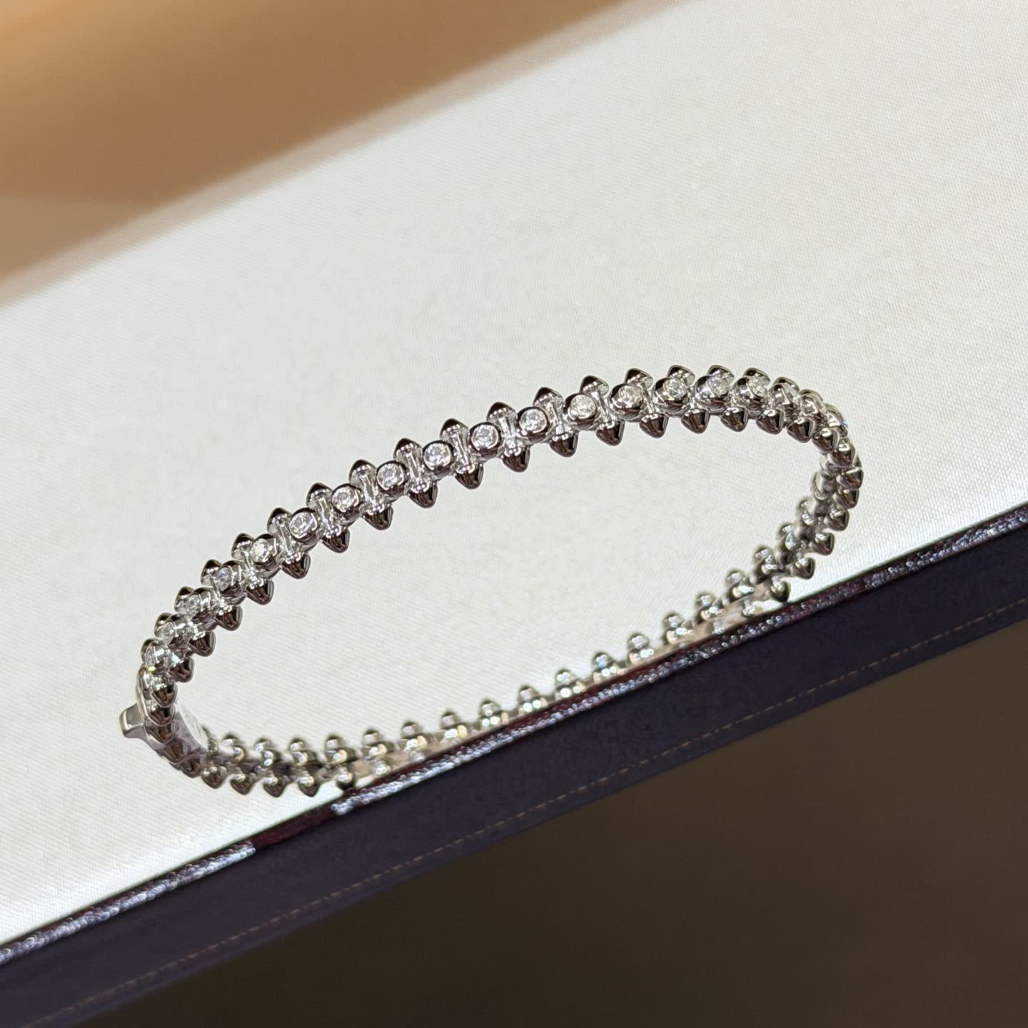 Cartier Elegant Silver Bracelet with Cubic Zirconia Stones