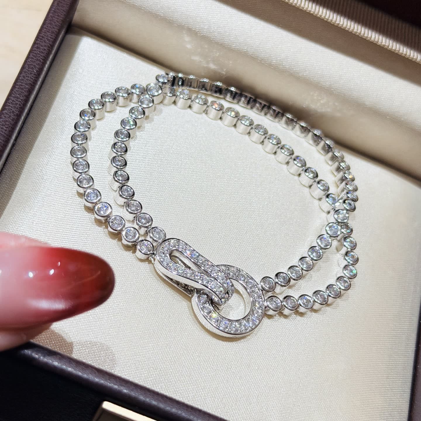 Cartier Elegant Silver Double-Row Diamond Bracelet Cartier Elegant Silver Double-Row Diamond Bracelet