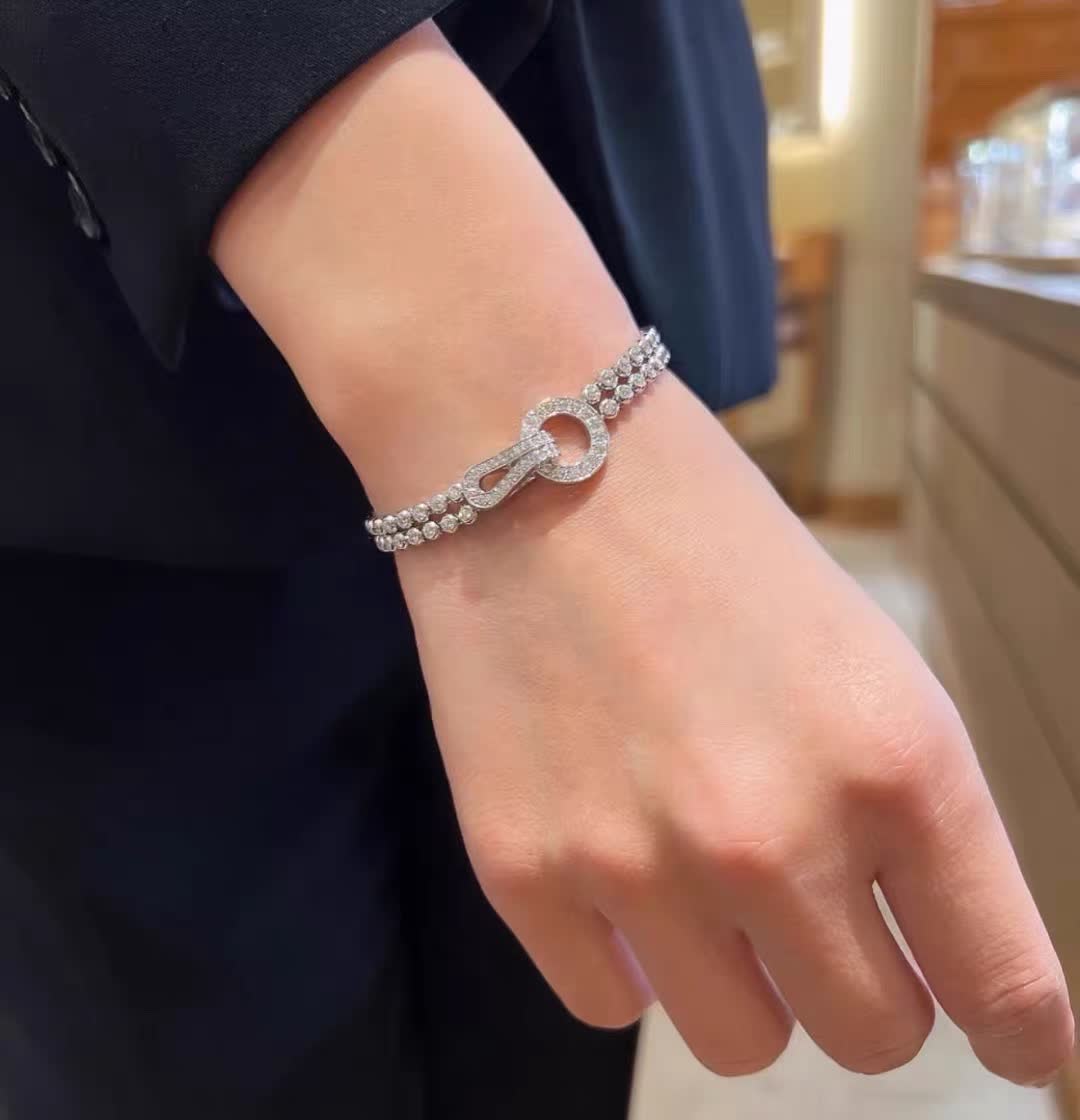 Cartier Elegant Silver Double-Row Diamond Bracelet Cartier Elegant Silver Double-Row Diamond Bracelet
