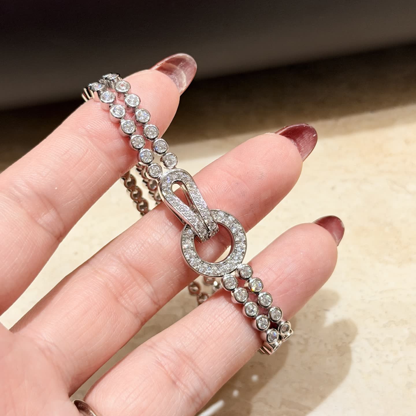 Cartier Elegant Silver Double-Row Diamond Bracelet Cartier Elegant Silver Double-Row Diamond Bracelet