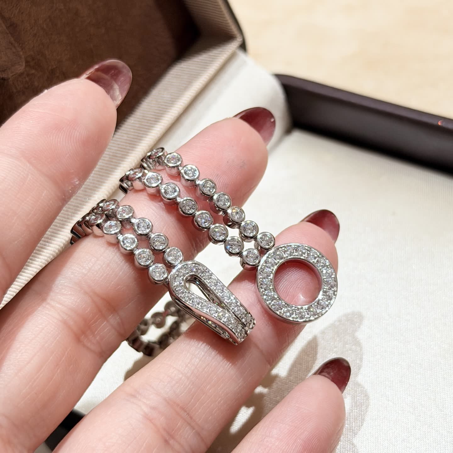 Cartier Elegant Silver Double-Row Diamond Bracelet Cartier Elegant Silver Double-Row Diamond Bracelet