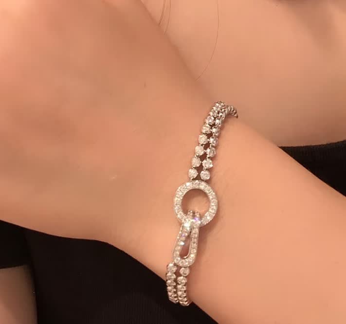 Cartier Elegant Silver Double-Row Diamond Bracelet Cartier Elegant Silver Double-Row Diamond Bracelet