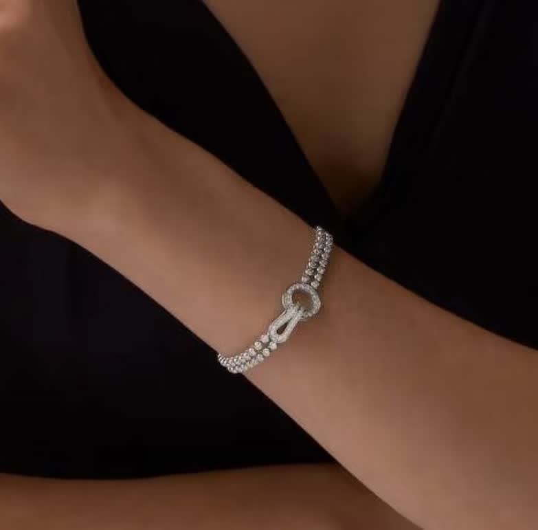 Cartier Elegant Silver Double-Row Diamond Bracelet Cartier Elegant Silver Double-Row Diamond Bracelet