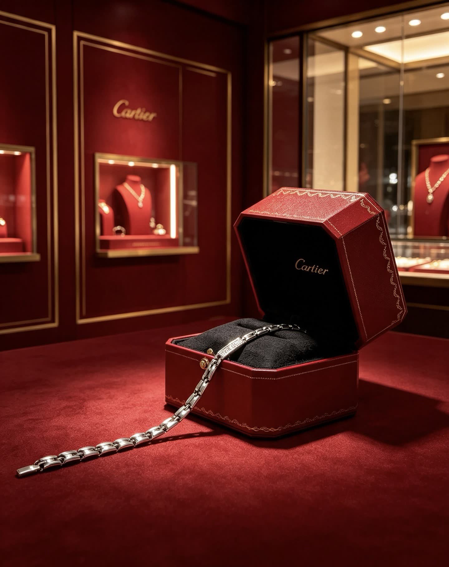 Cartier Red Leather Presentation Box with Bracelet