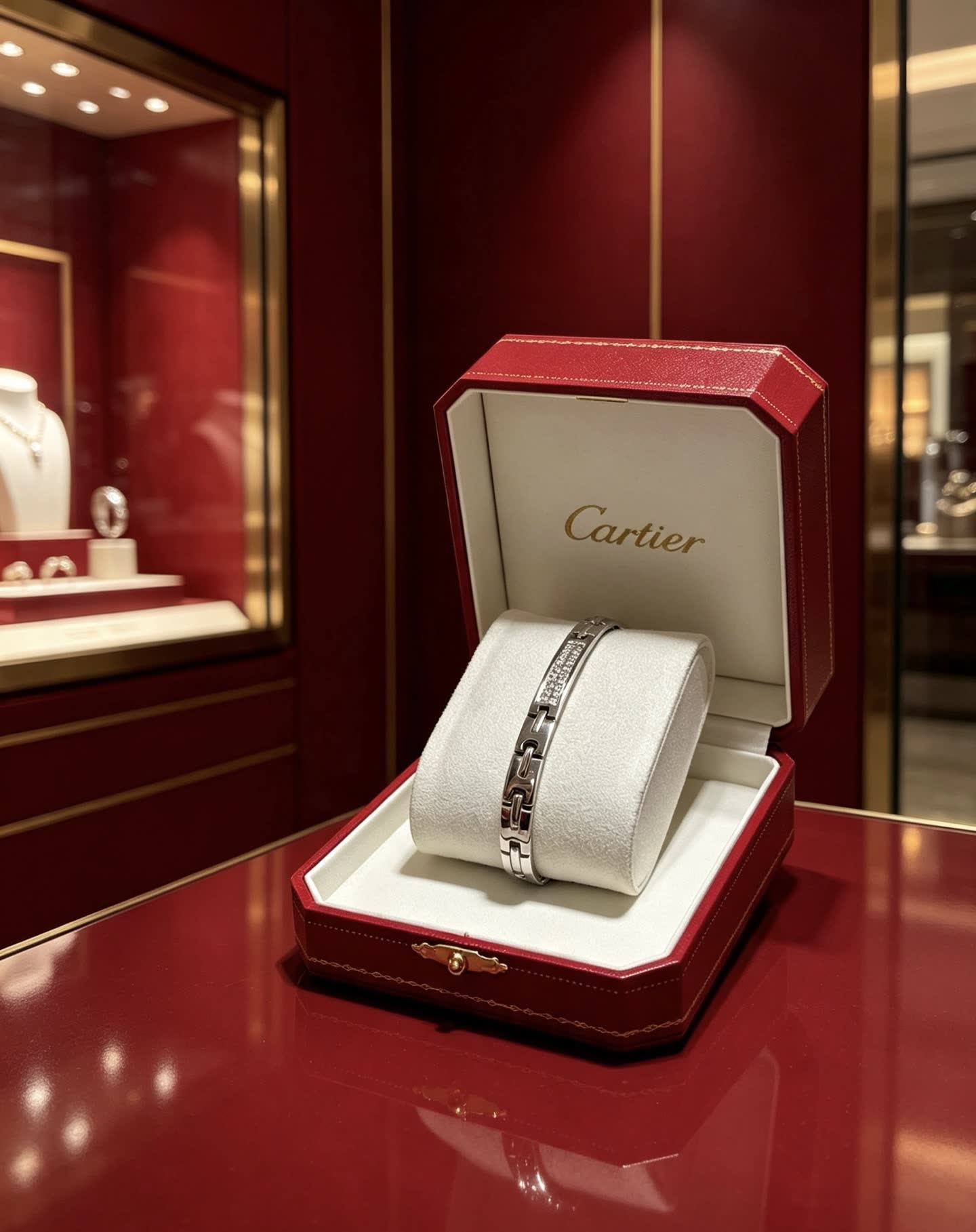 Cartier Red Leather Presentation Box with Bracelet