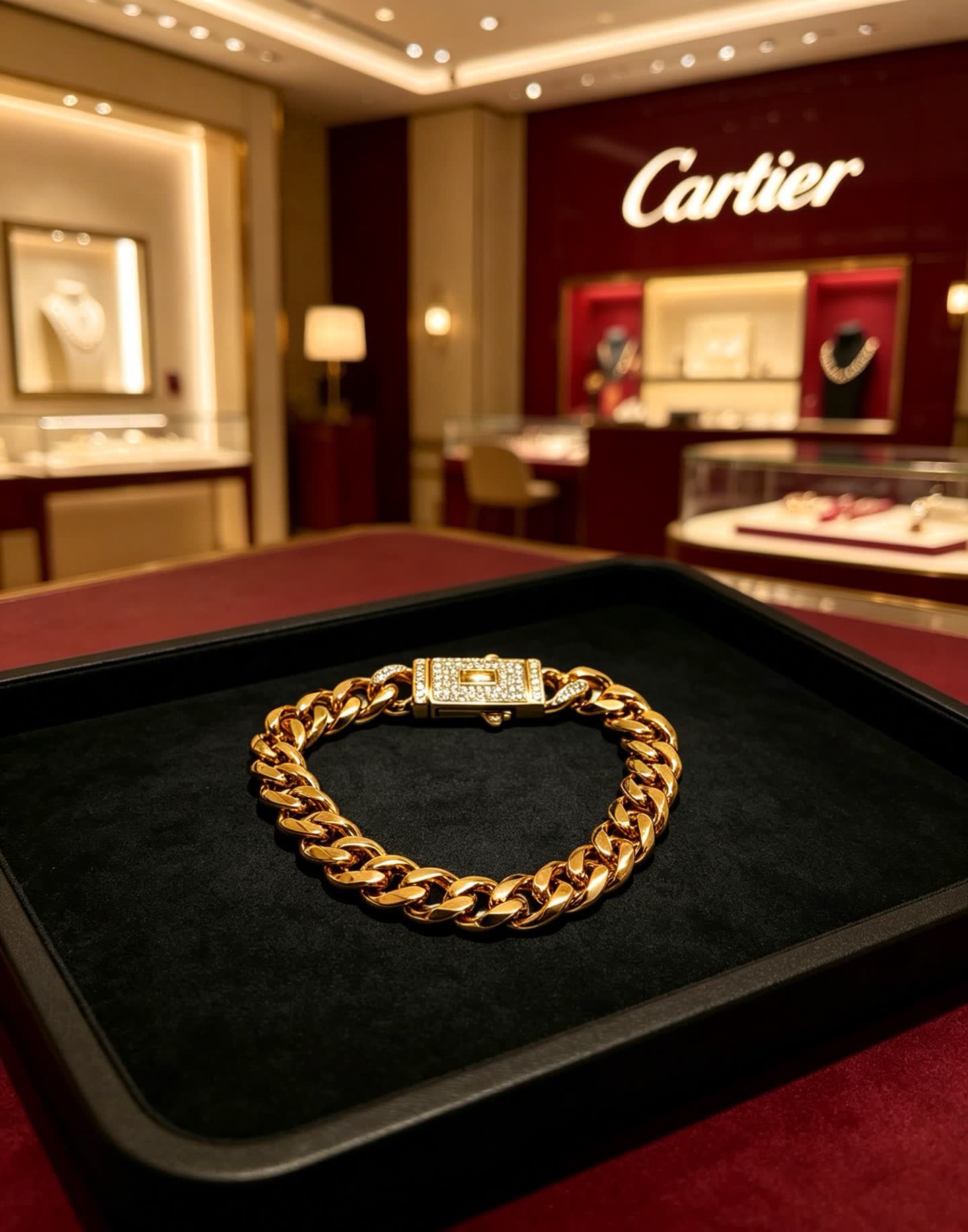Cartier Gold-Plated Bracelet with Diamond Clasp