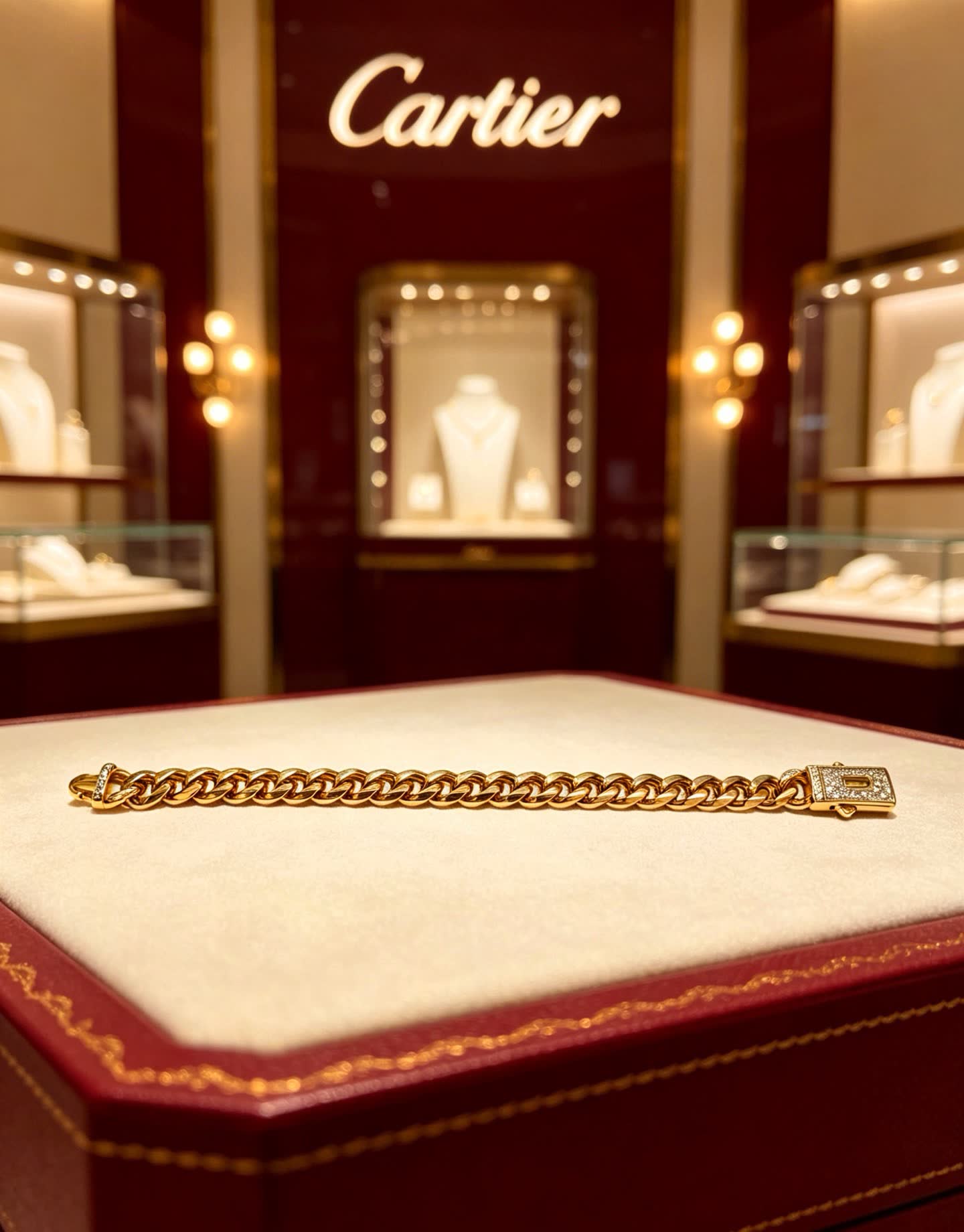 Cartier Gold-Plated Bracelet with Diamond Clasp