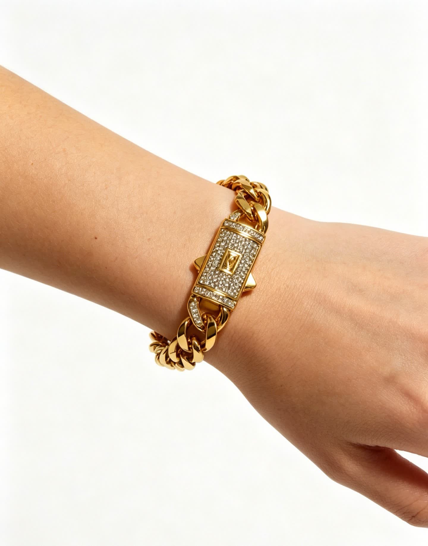 Cartier Gold-Plated Bracelet with Diamond Clasp